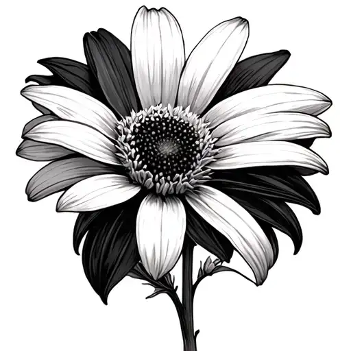 black eyed susan flower with stem tattoo design idea