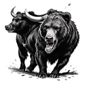 Bear and Bull fight  tattoo design idea