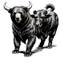 Bear and Bull fight  tattoo design idea