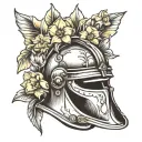 centurion helmet with daffodils  tattoo design idea