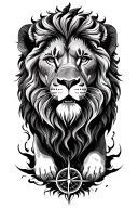 lion compass tattoo design idea