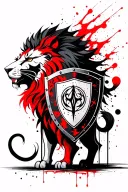 lion with glyph and shield tattoo design idea