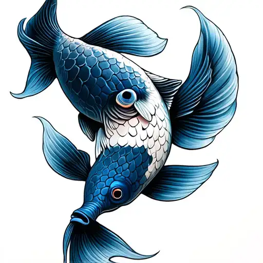 koi fish blue monkey tattoo design idea