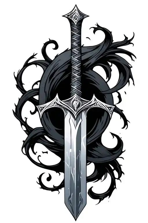 outline of oathbringer sword from the stormlight tattoo design idea