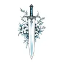 fenime Sabre sword surrounded in Alaskan flowers growing tattoo design idea