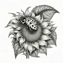 sunflower and ladybug  tattoo design idea