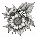 sunflower and ladybug  tattoo design idea