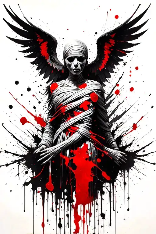 beksinski giger mummy wrap angel tattoo design idea