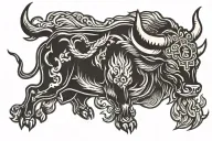 Taurus King and Fire tattoo design idea