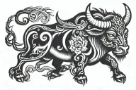 Taurus King and Fire tattoo design idea