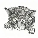 lucky cat sleeping tattoo design idea