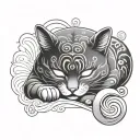 lucky cat sleeping tattoo design idea