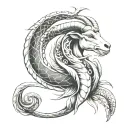 goat, fish and snake tattoo design idea