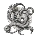 goat, fish and snake tattoo design idea