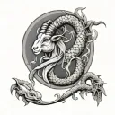 goat, fish and snake tattoo design idea
