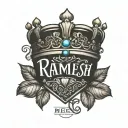 name Ramesh with king crown and heart shape tattoo design idea