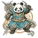 HUMANOID PANDA SAMURAI DNA DRAGON tattoo design idea