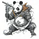 HUMANOID PANDA SAMURAI DNA DRAGON tattoo design idea