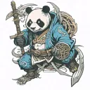 HUMANOID PANDA SAMURAI DNA DRAGON tattoo design idea