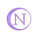 aesthetic letter "N" inside crescent moon, purple light tattoo design idea