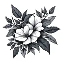 Wrap Around Ankle flowers and leaves intertwined tattoo design idea