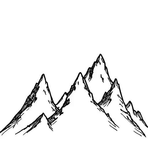 simple mountain range 2 or 3 peaks only tattoo design idea
