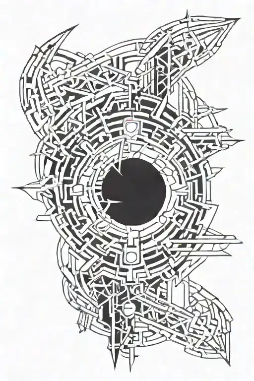 broken sword wrapped in thorns tattoo design idea