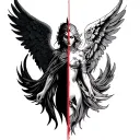 HALF GOOD HALF EVIL ANGEL tattoo design idea