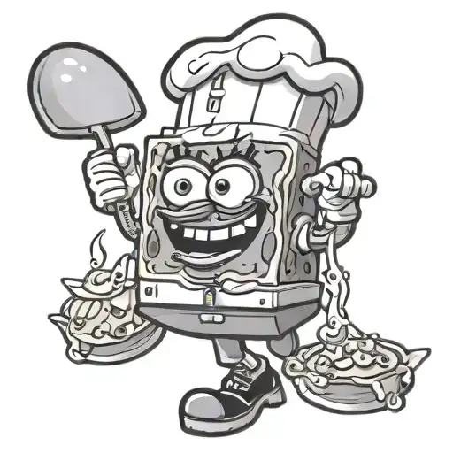 spongebob chef medievial tattoo design idea