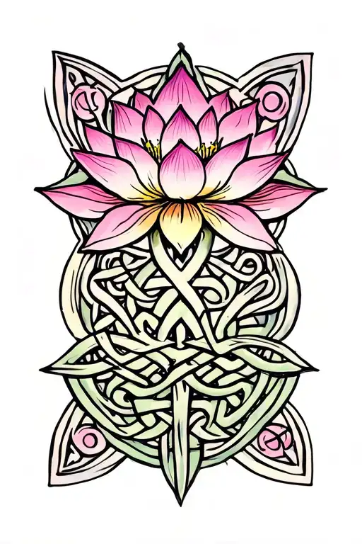 celtic Knott, lotus flower blooming, southern cross stars tattoo design idea