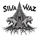 myan temple with roots  with the word silvaz showing above and behind it while 2 jaguars are roaring twords the temple  tattoo design idea