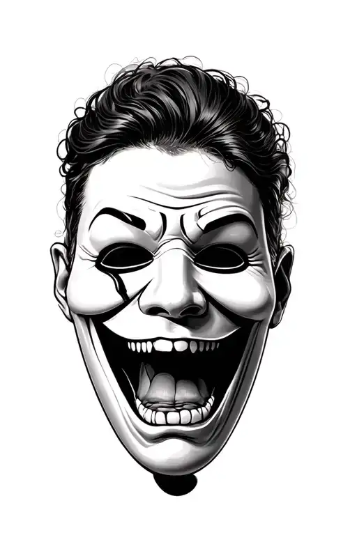 laugh now cry later masks tragedy and comedy tattoo design idea