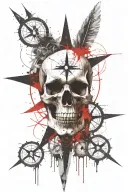 Skull and compass tattoo design idea