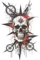 Skull and compass tattoo design idea