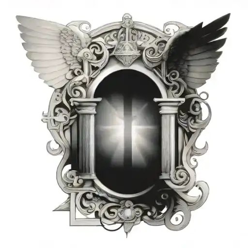 HEAVEN GATE WITH Trinity God sympols compined tattoo design idea