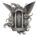 HEAVEN GATE WITH Trinity God sympols compined tattoo design idea