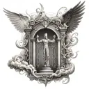 HEAVEN GATE WITH Trinity God sympols compined tattoo design idea