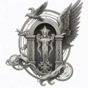 HEAVEN GATE WITH Trinity God sympols compined tattoo design idea