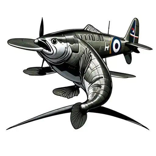 Southampton Carpentry bass fish spitfire fighter plane tattoo design idea