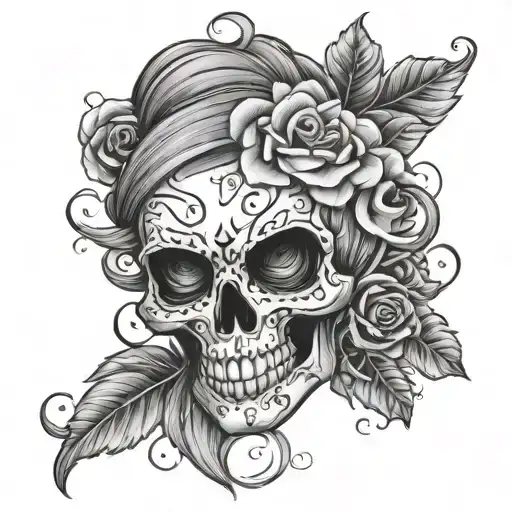 Girly Skull tattoo design idea