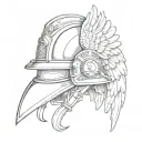 Firefighter helmet with angel wings design tattoo design idea