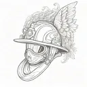 Firefighter helmet with angel wings design tattoo design idea