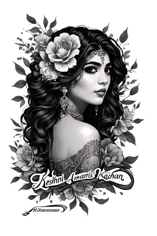 "Keshini Amaris Kahan" Last Name tattoo design idea