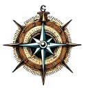 nautical star with compass tattoo design idea