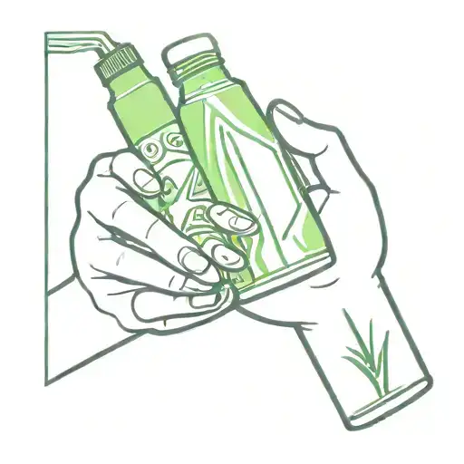 two hands, one hand holding a mountain dew bottle tattoo design idea