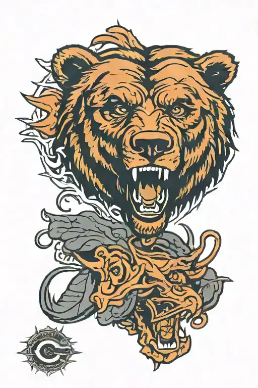 Chicago bears logo ripping skin opening tattoo design idea