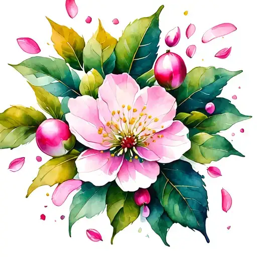sugar plum blossom petals falling tattoo design idea