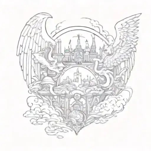 heaven vs hell tattoo design idea