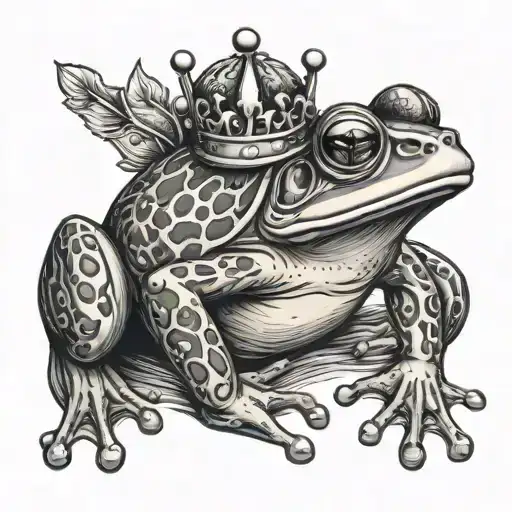 cute frog with crown tattoo design idea
