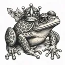 cute frog with crown tattoo design idea